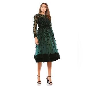 Mac Duggal Green Long Sleeve Dress